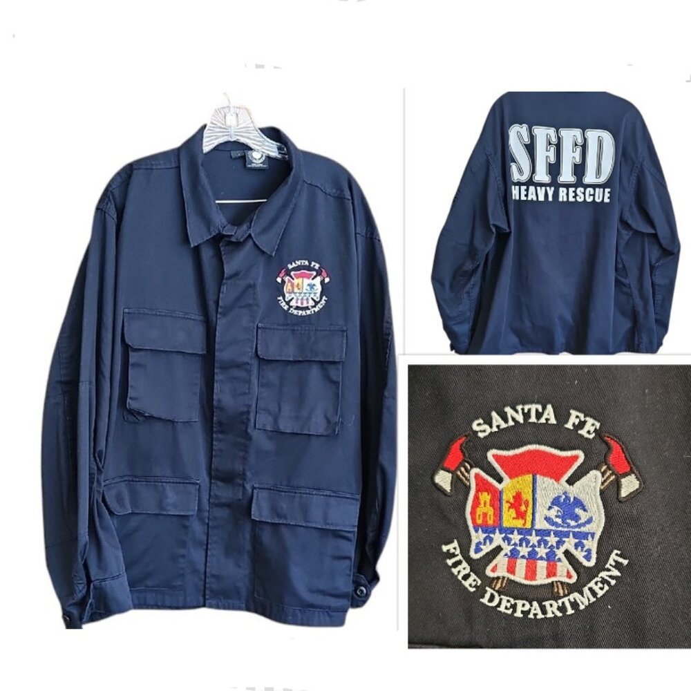 Santa Fe New Mexico Fire Department men's jacket pockets Heavy Rescue embroidery